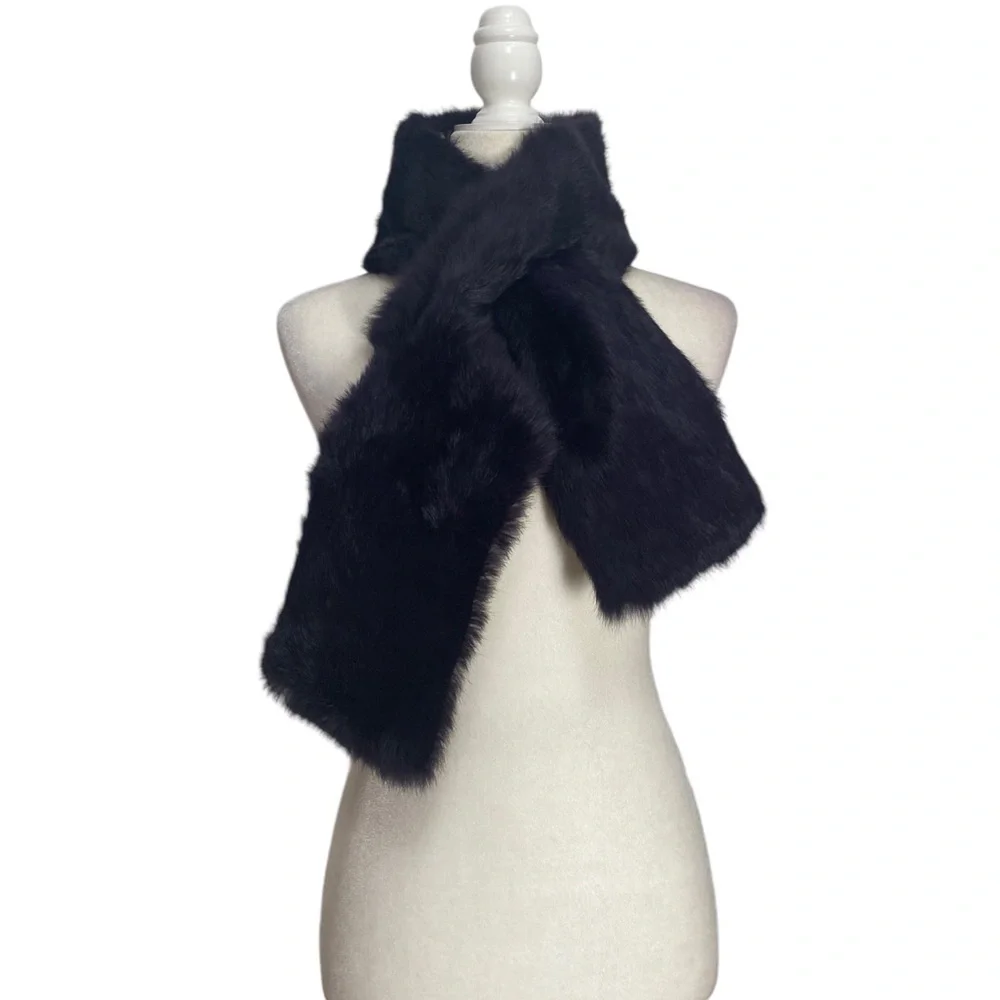 Tory Burch Rabbit Fur Pull Through Scarf NWT in Majestic Purple